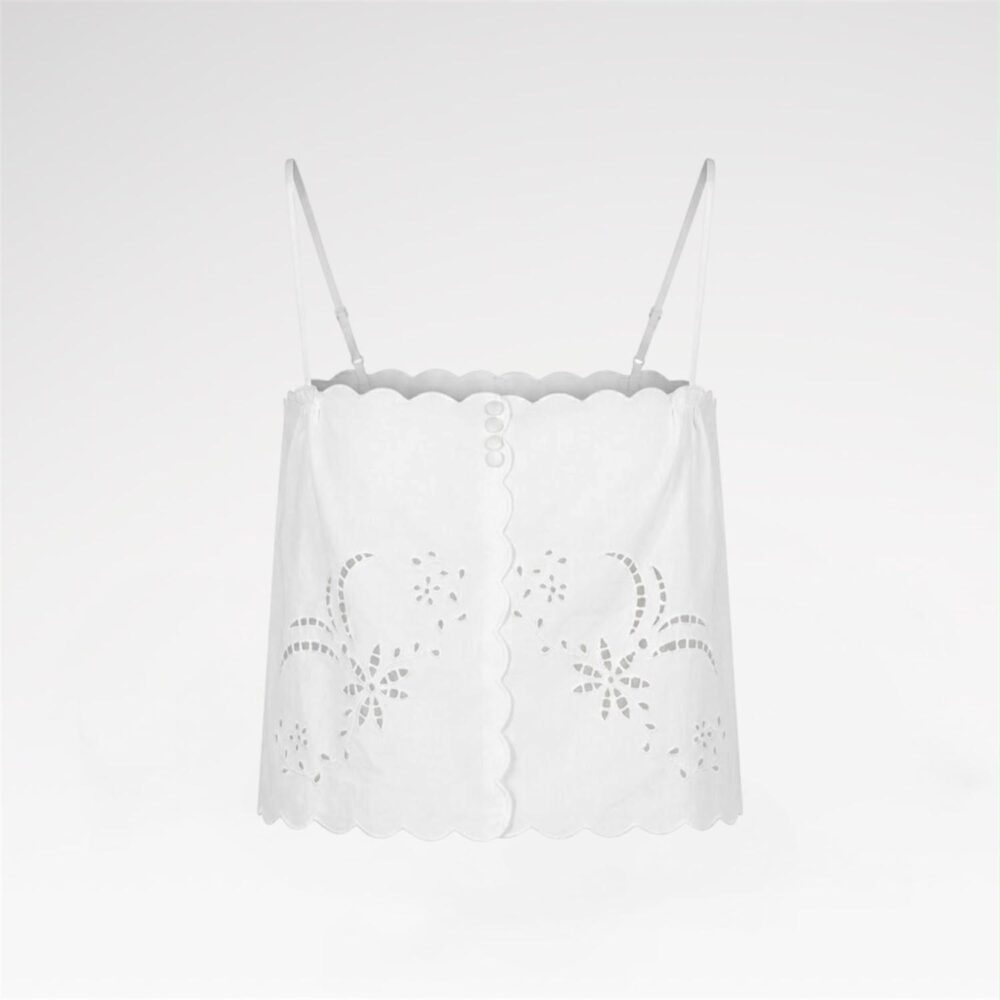Hand-embroidered lace crop top