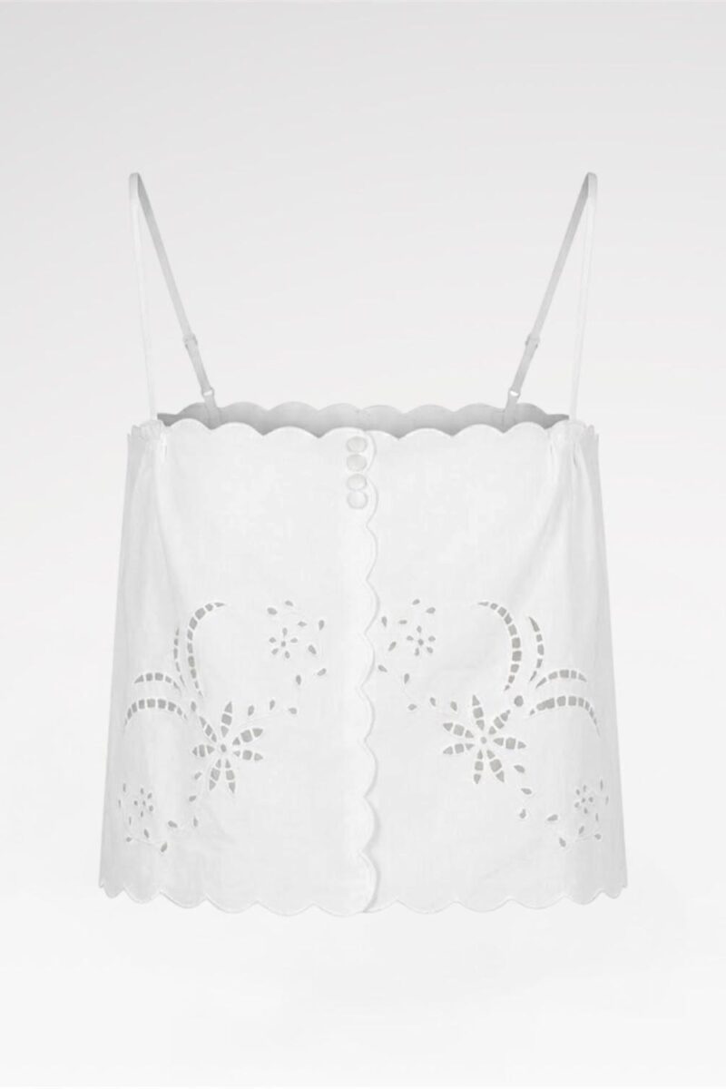 Scalloped Eyelet-Embroidered Crop Top