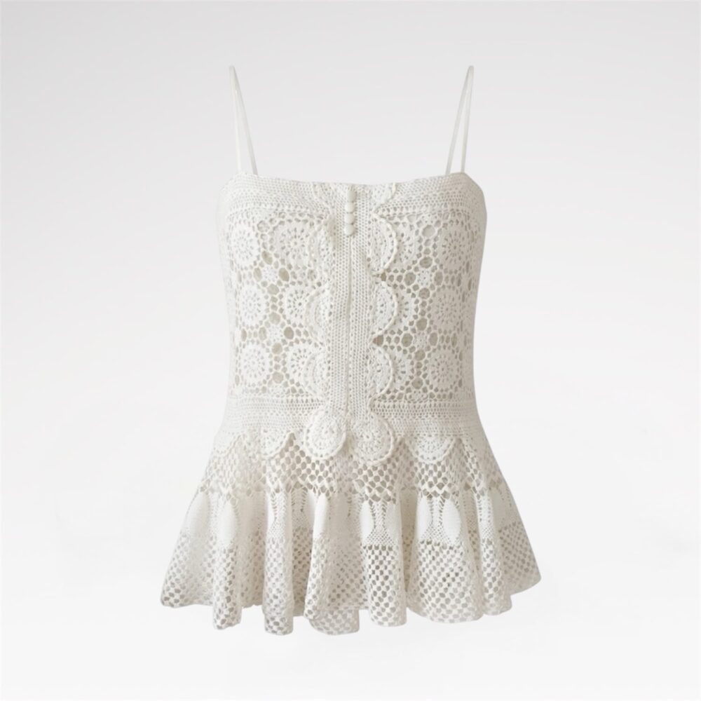Hand-embroidered lace tunic