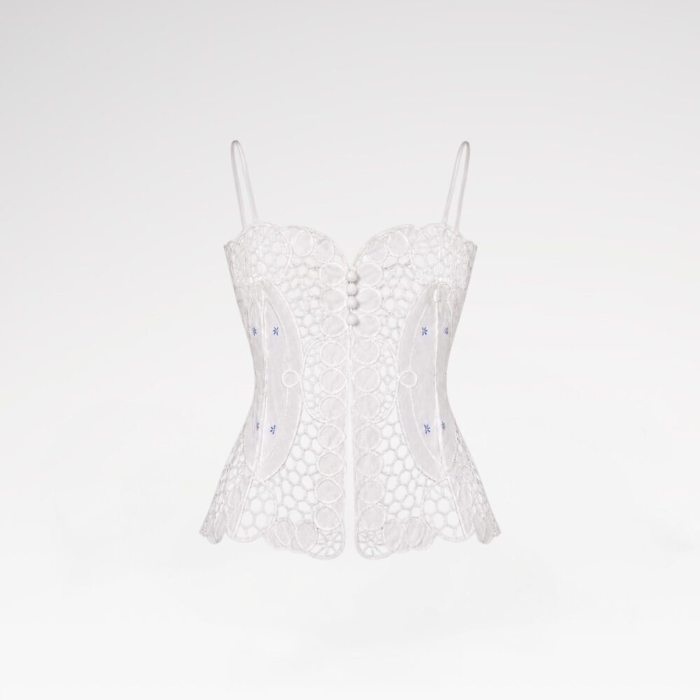 Hand-embroidered lace blouse
