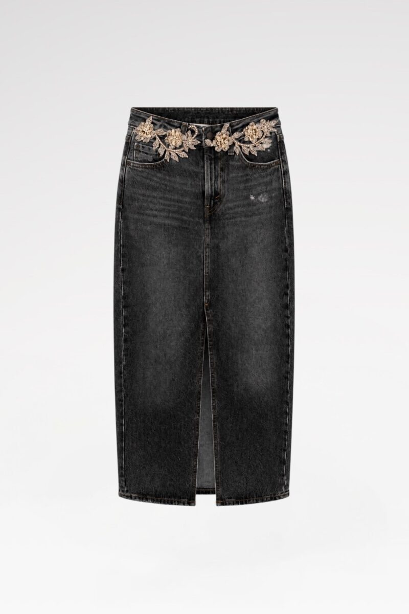 Denim Slit Maxi Skirt