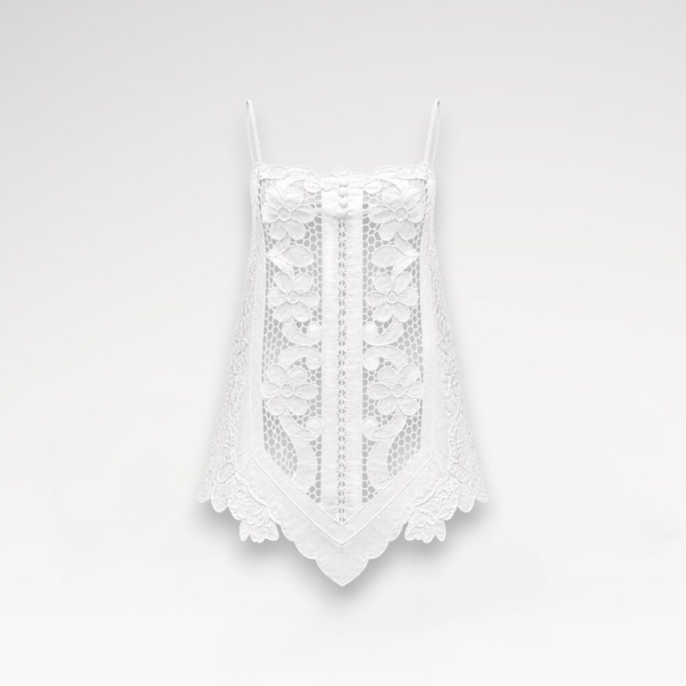 Hand-embroidered lace tunic