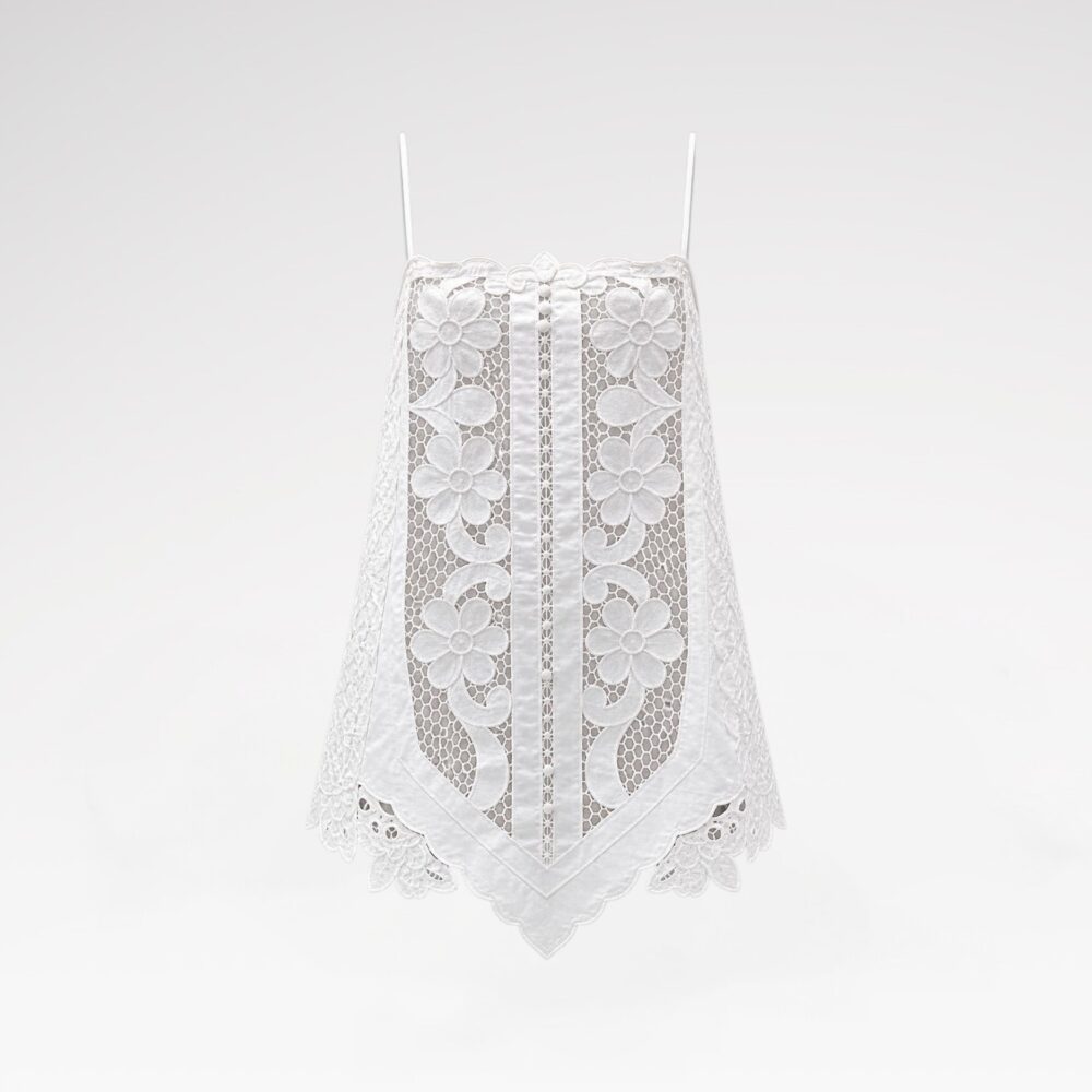 Hand-embroidered lace tunic