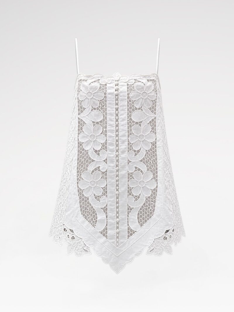 Floral Lace Handkerchief-Hem Tunic