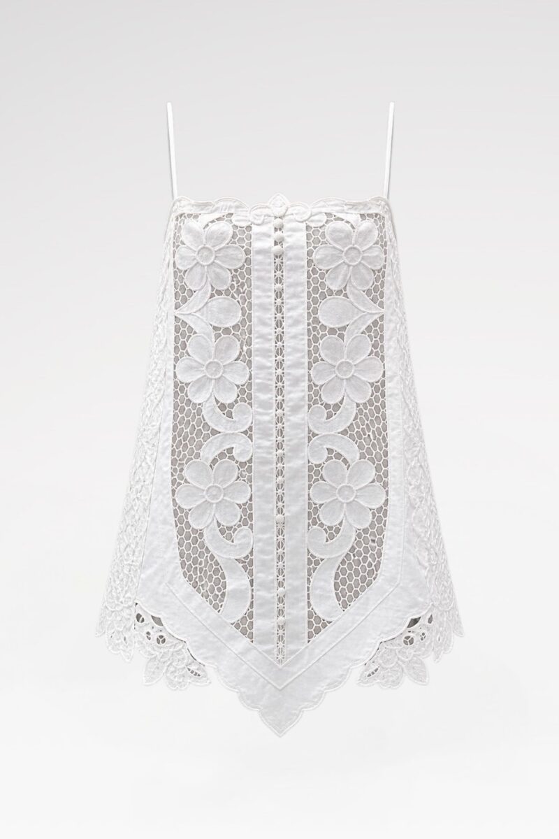 Floral Lace Handkerchief-Hem Tunic