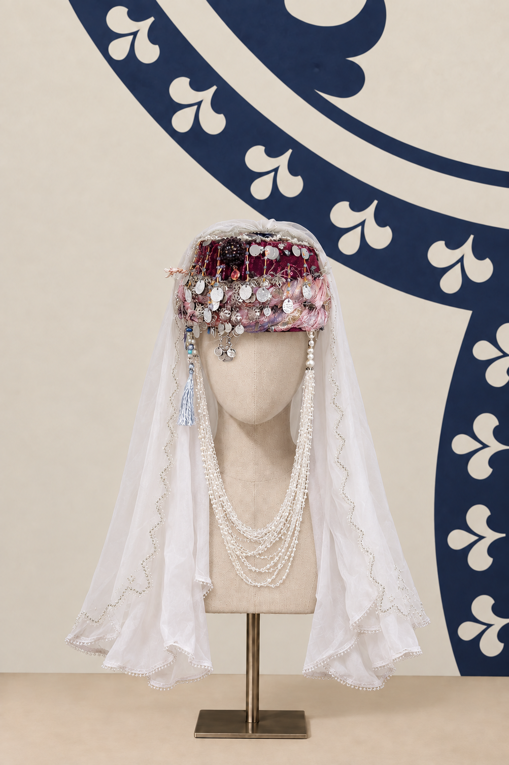 oak0002-Sivas- -Bridal-Fes- Headpiece-with- -Silver-Coins-model