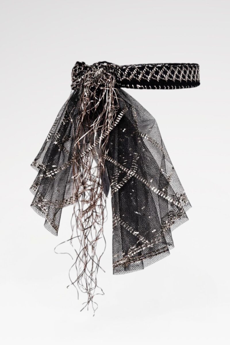 Silver Wirework Tulle Headpiece