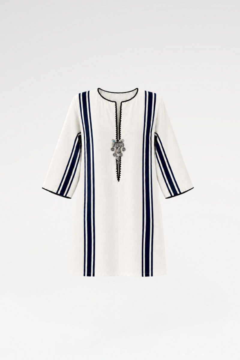 Three-Quarter Sleeve Striped Tunic