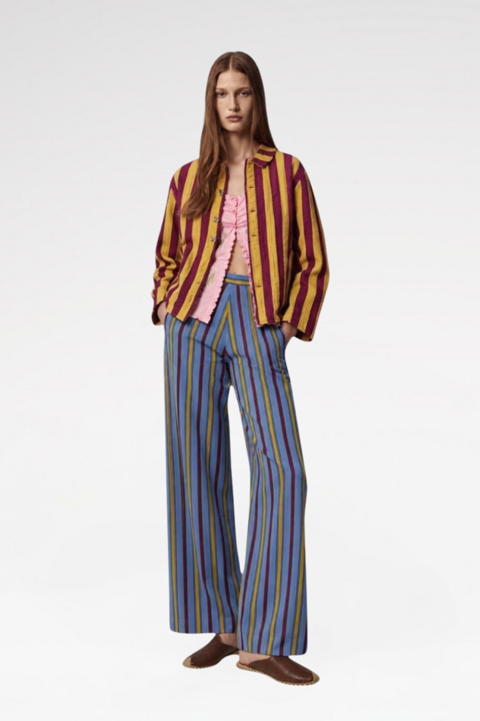 rtw041-Striped-wide-leg-pants-front-model