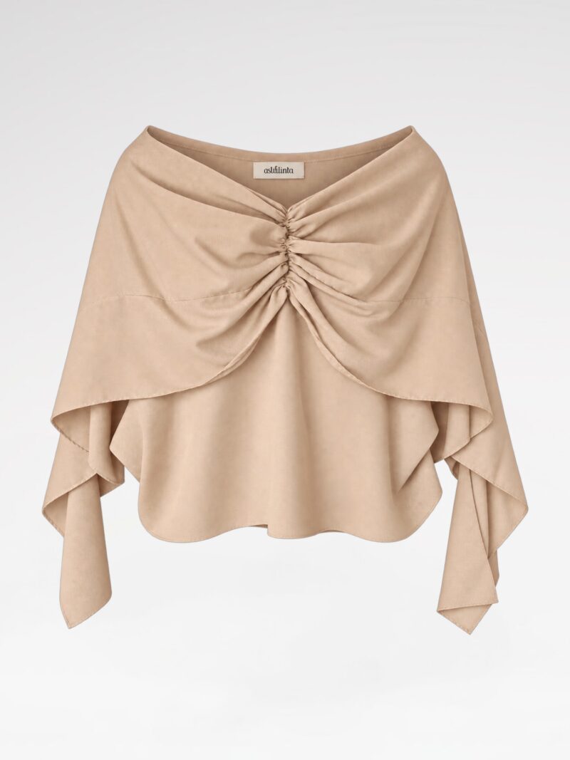 Draped V-Neck Relaxed Fit Blouse