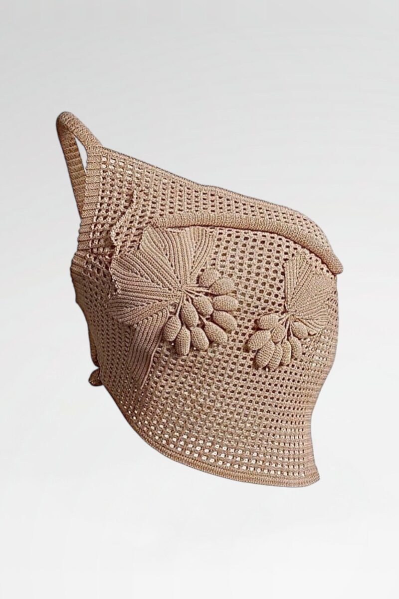 3D Fruit Appliqué Hand-Crochet Knit Top