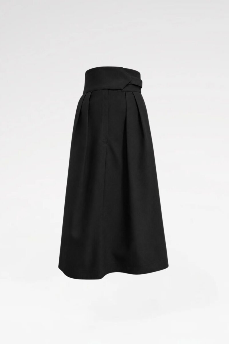 High-Waisted Cotton Midi Skirt
