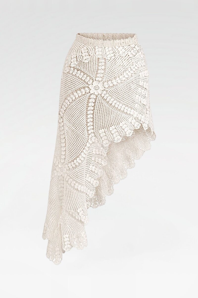 Asymmetric Crochet Midi Skirt