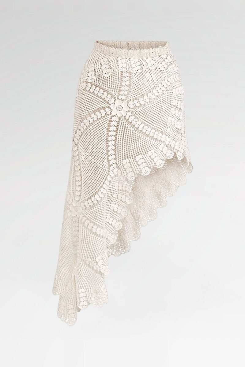 Asymmetric Crochet Midi Skirt