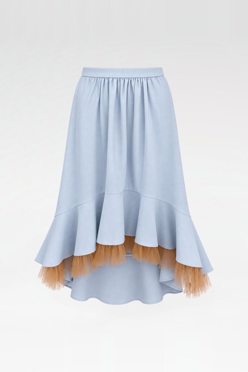 Asymmetric High-Low Ruffle Skirt