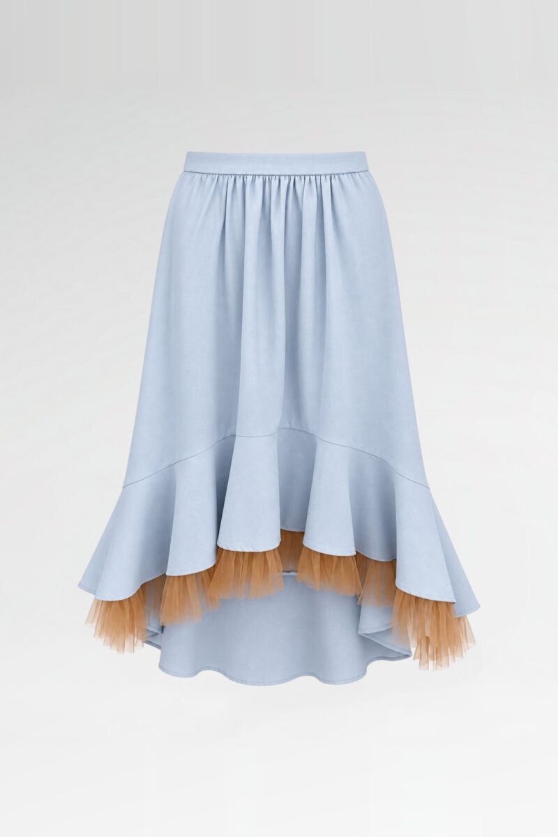Asymmetric High-Low Ruffle Skirt