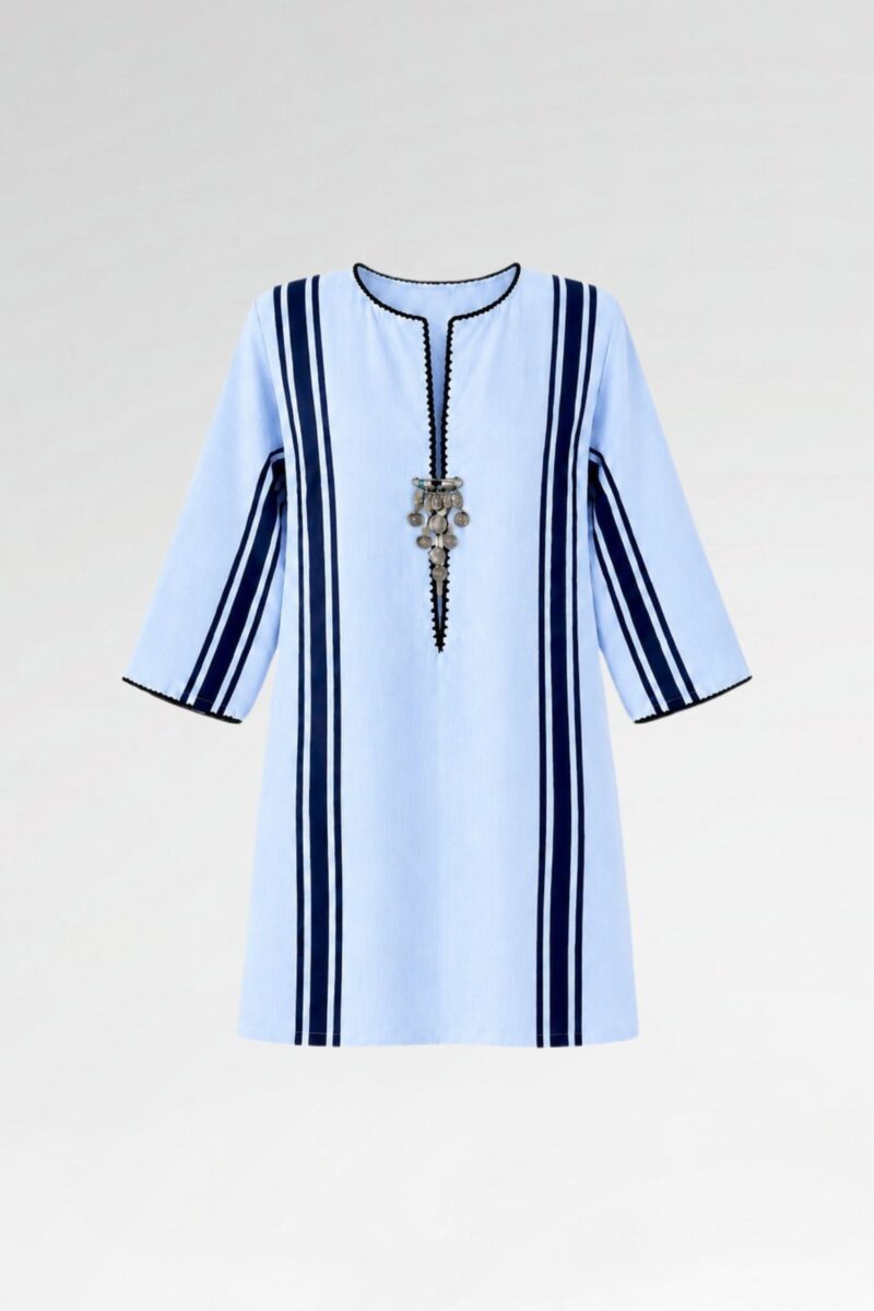 Contrast Striped Three-Quarter Sleeve Tunic