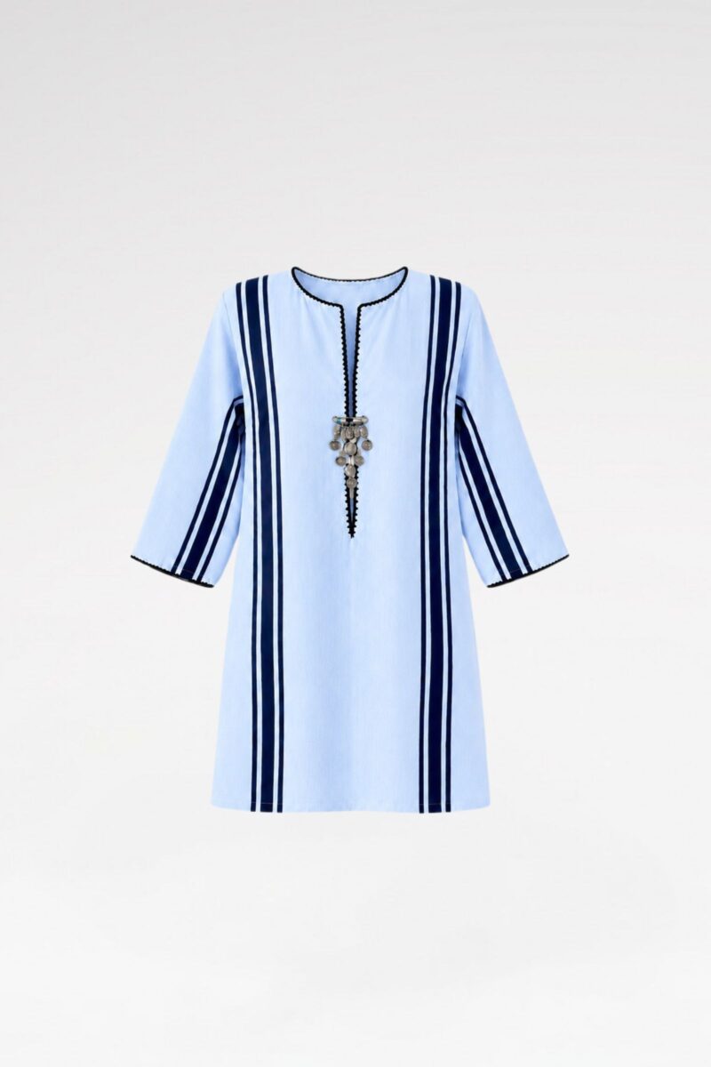 Contrast Striped Three-Quarter Sleeve Tunic