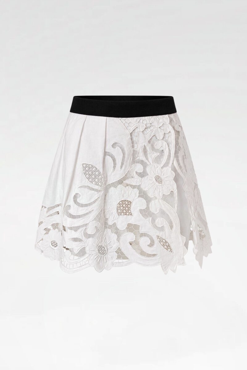 Contrast Waistband Cut-Out Mini Skirt