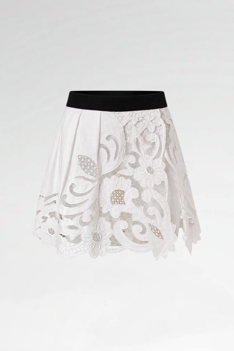 Contrast Waistband Cut-Out Mini Skirt