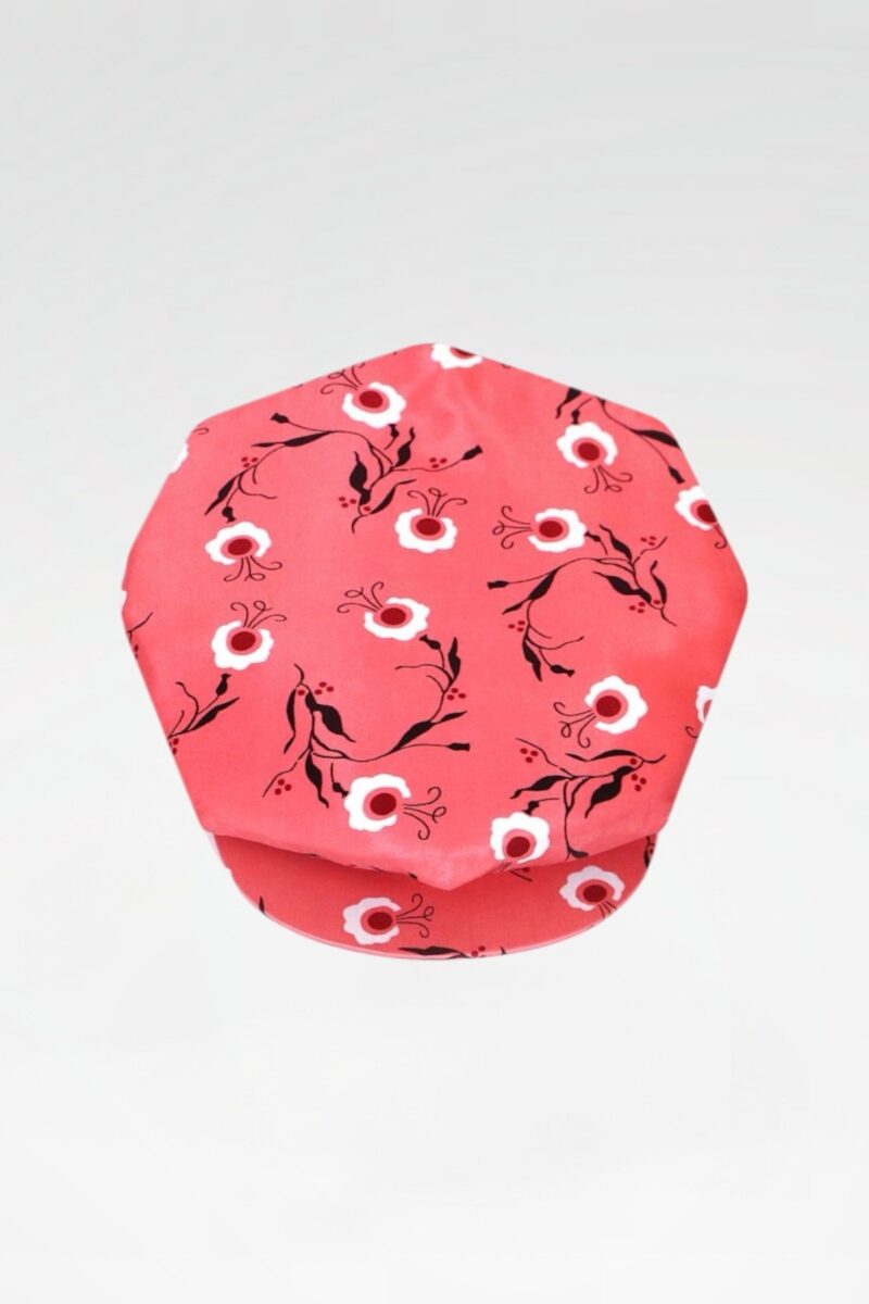 The Silk Eight Point Cap in Red Floral