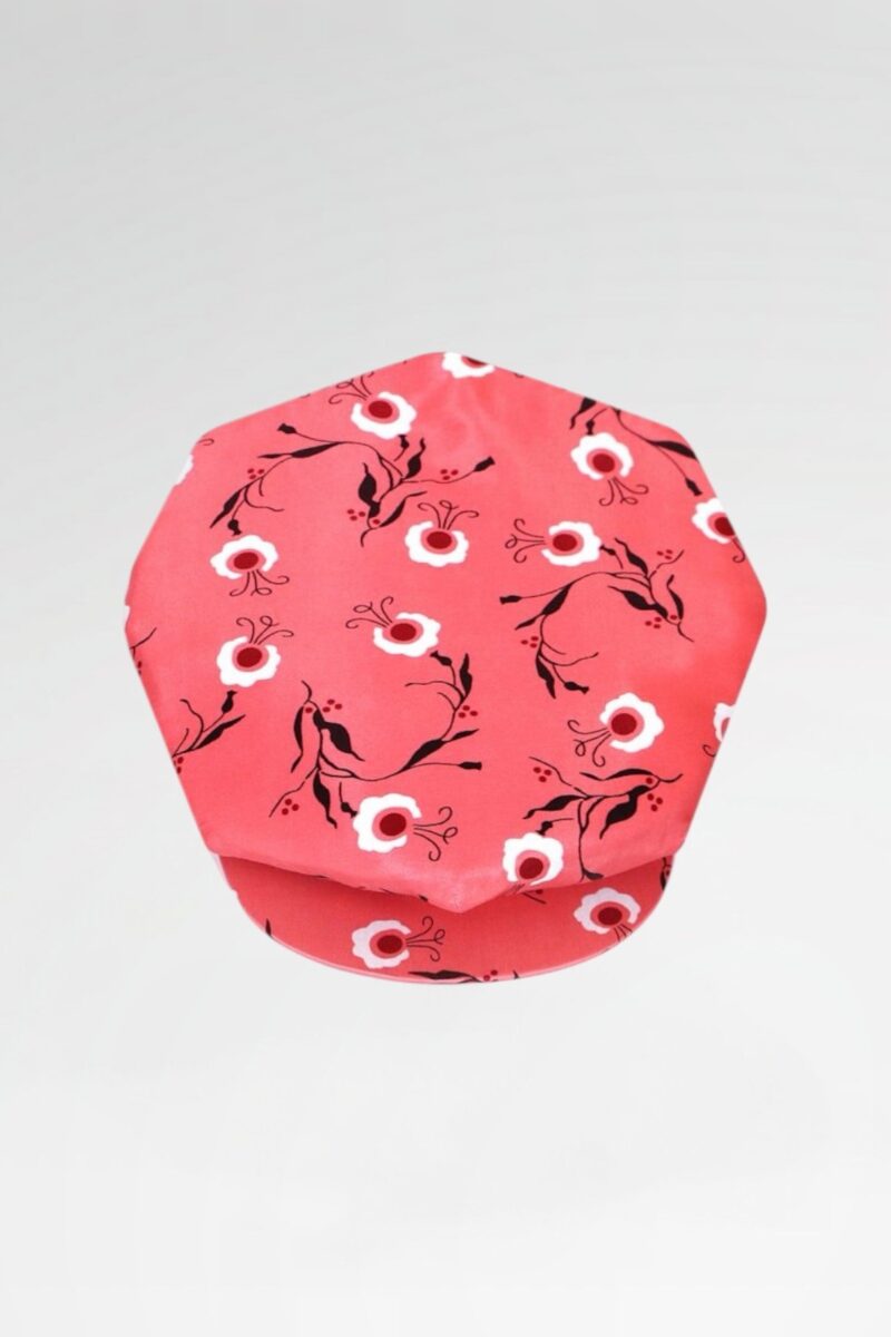 The Silk Eight Point Cap in Red Floral