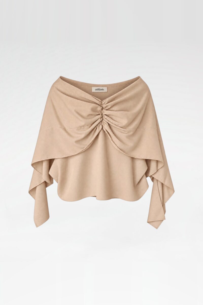 Draped V-Neck Relaxed Fit Blouse