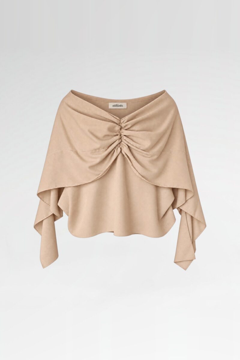 Draped V-Neck Relaxed Fit Blouse