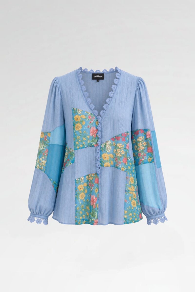 Long Sleeve Patchwork Crochet Blouse
