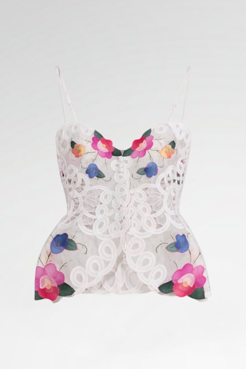 Floral Appliqué Lace Bustier