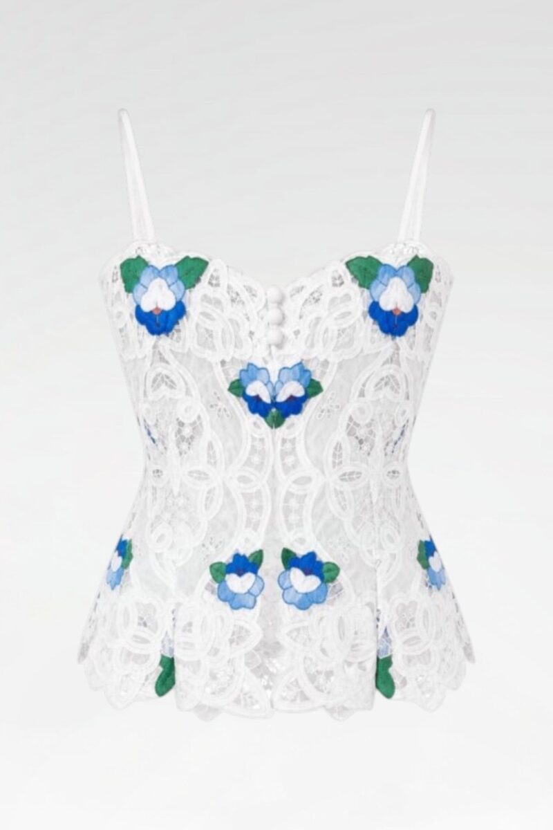 Floral Embroidered Lace Bustier
