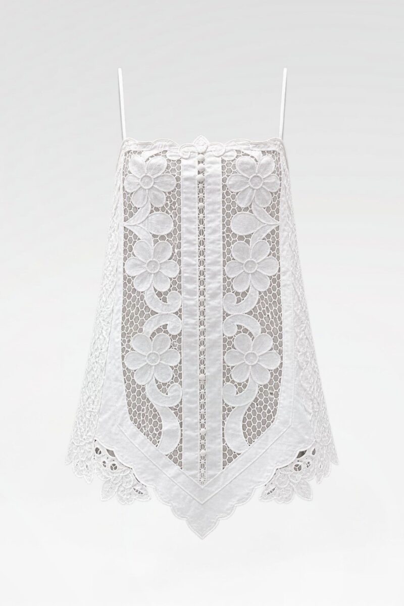 Floral Lace Handkerchief-Hem Tunic