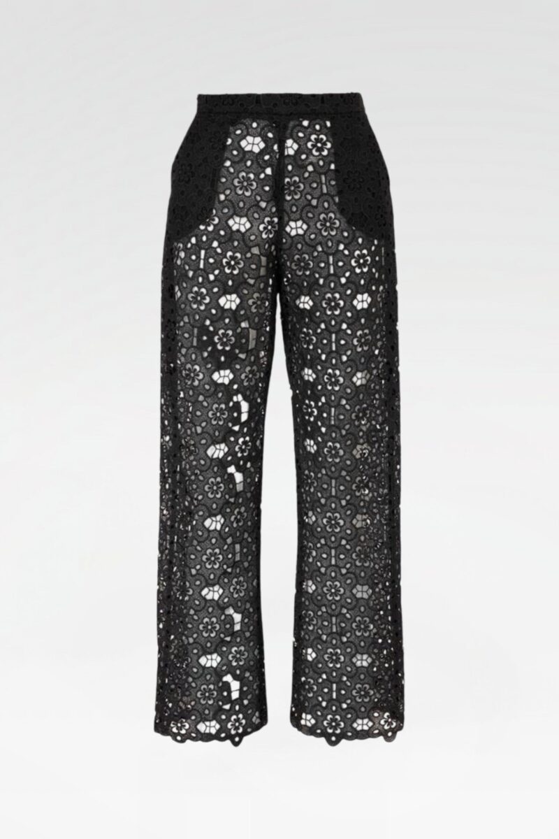 Floral Lace Wide-Leg Trousers