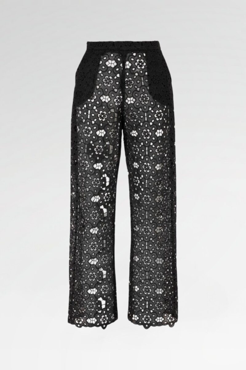 Floral Lace Wide-Leg Trousers