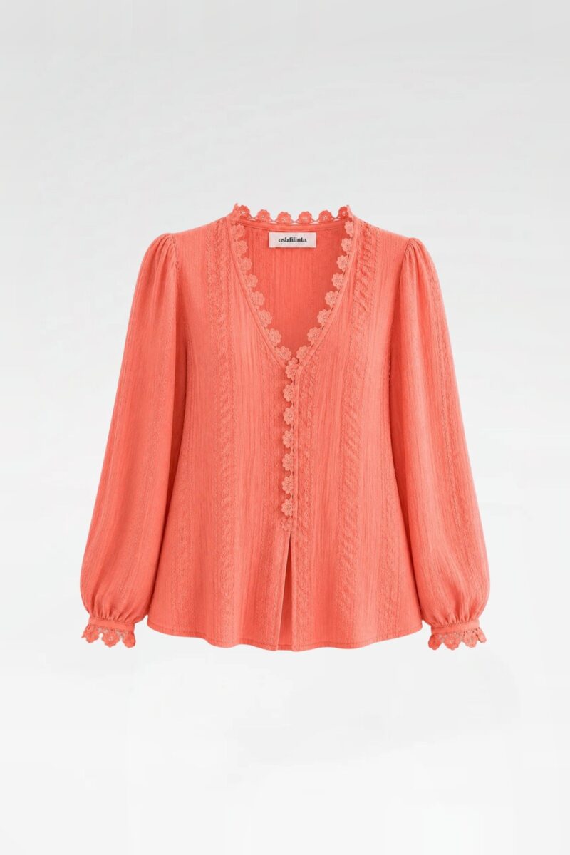 Floral Crochet-Trim Shirt