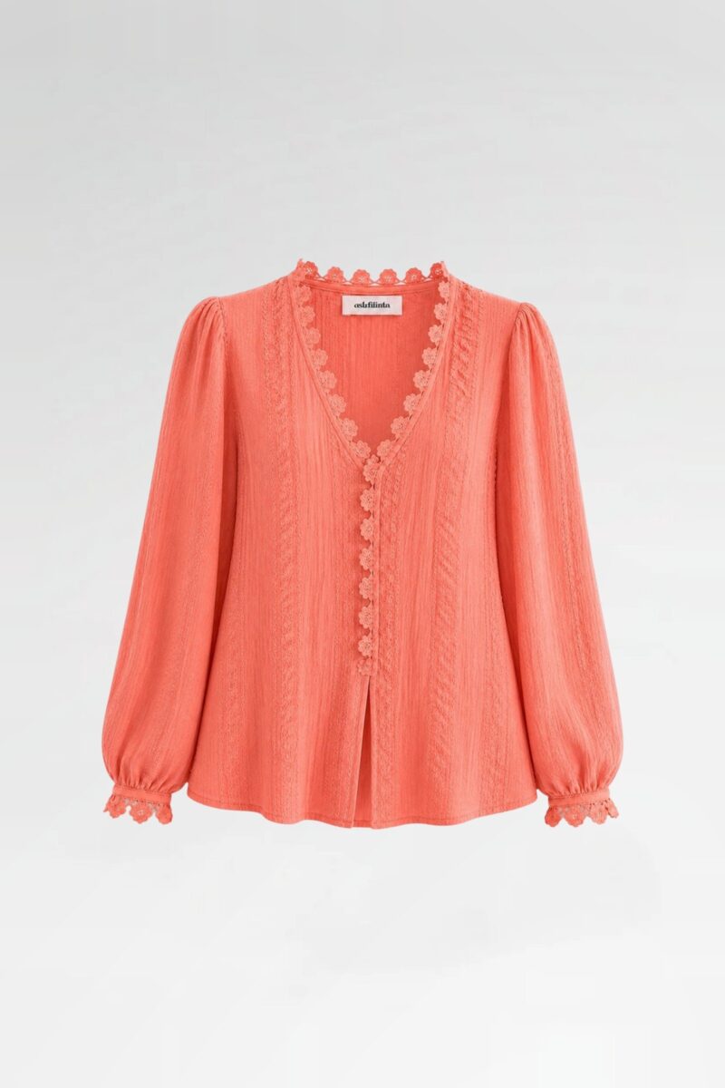 Floral Crochet-Trim Shirt
