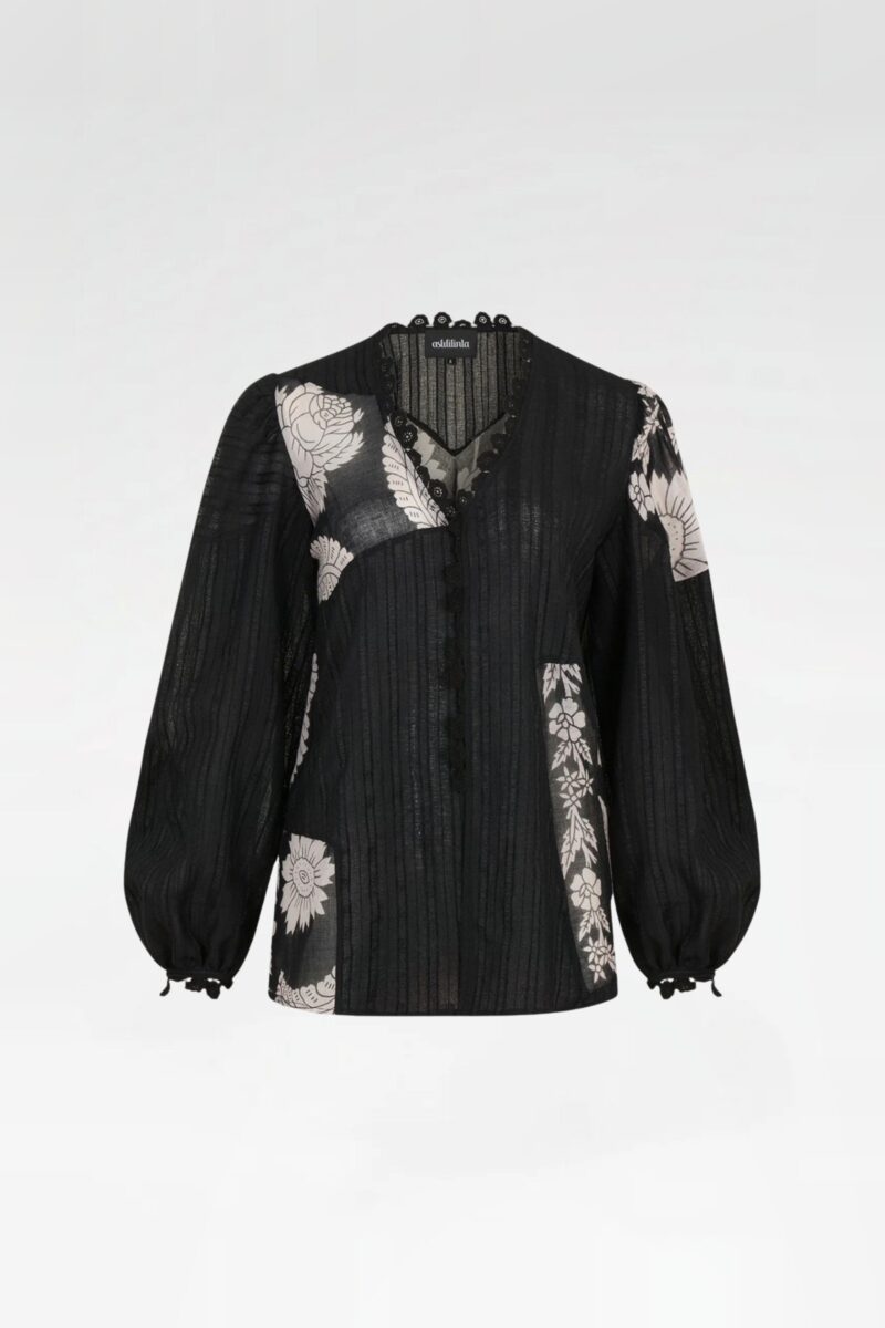 Upcycled Blouse with Crochet Trim