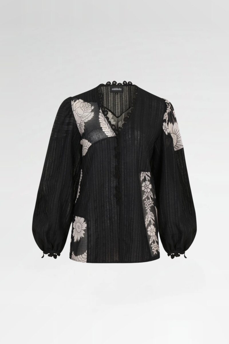 Upcycled Blouse with Crochet Trim