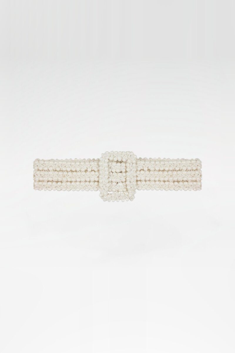 Hand-Embroidered Pearl-Embellished Belt