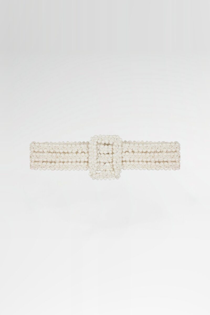 Hand-Embroidered Pearl-Embellished Belt