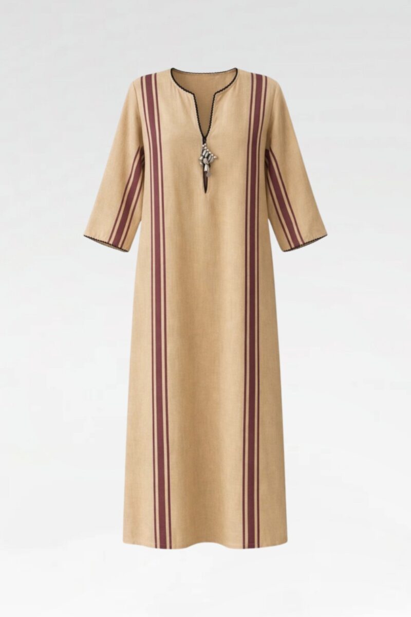 Hand-Crocheted Trim Kaftan Dress