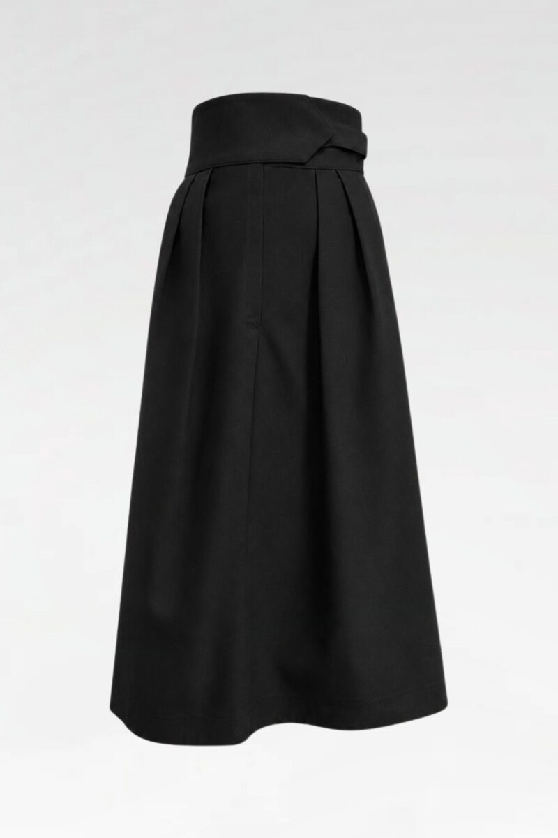 High-Waisted Cotton Midi Skirt