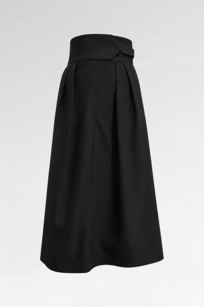 High-Waisted Cotton Midi Skirt