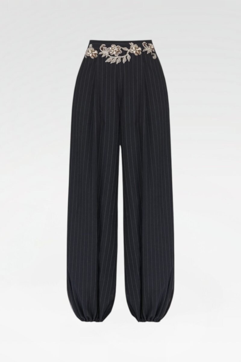 High-Waisted Striped Shalwar Trousers