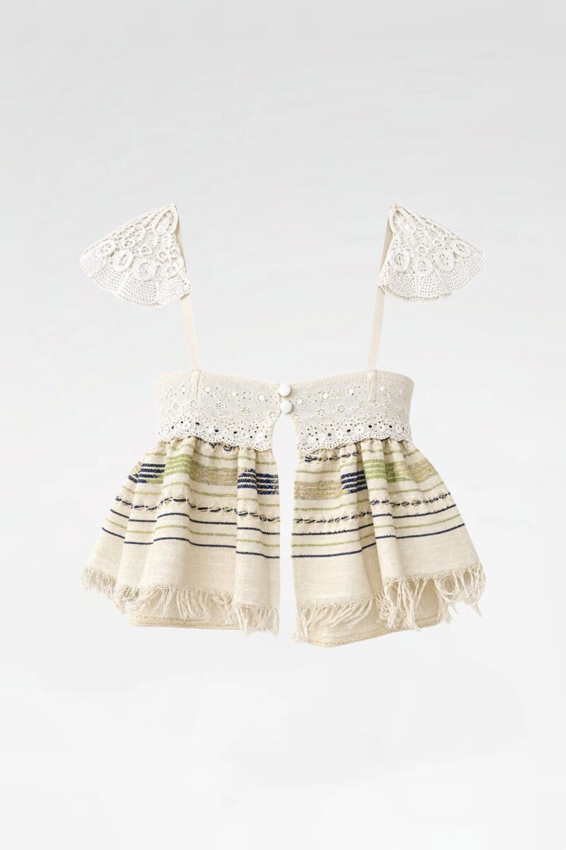 Lace Band Pleated Crop Top