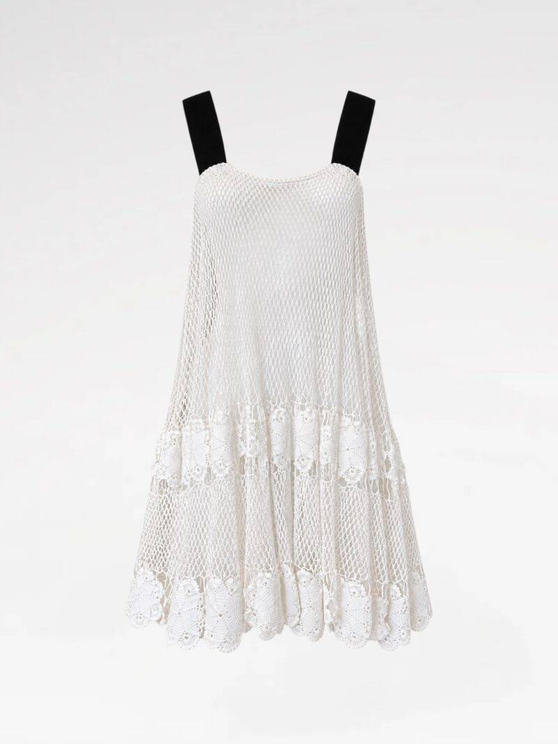 Romantic Lace-Trim Flared Tunic Dress