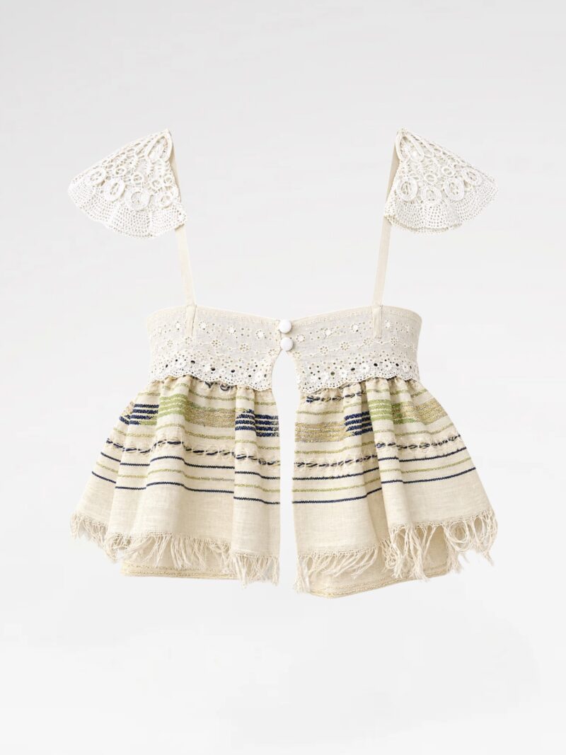 Lace Band Pleated Crop Top