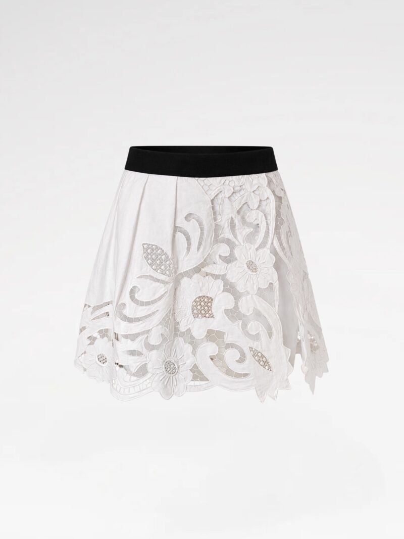 Contrast Waistband Cut-Out Mini Skirt