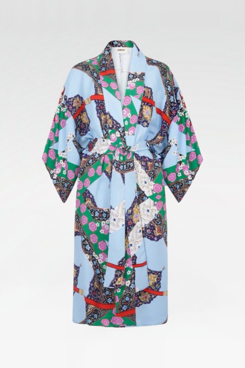 Printed vegan-silk robe