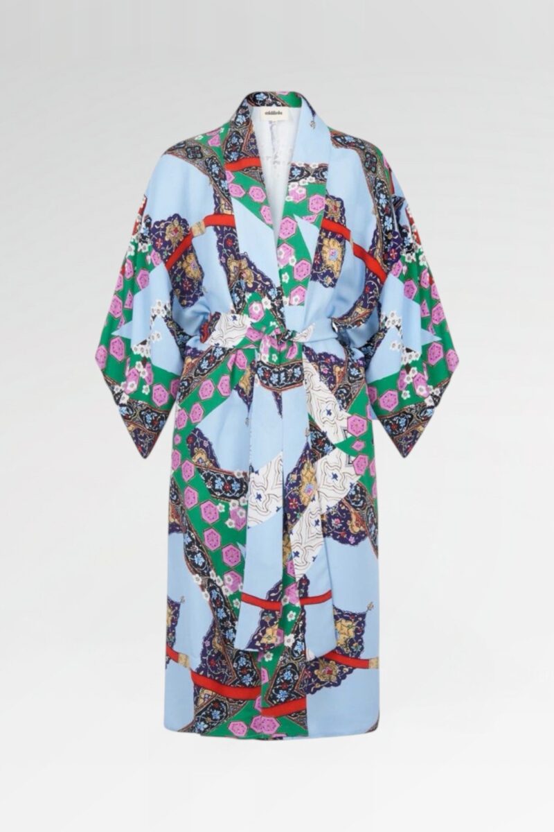 Printed vegan-silk robe